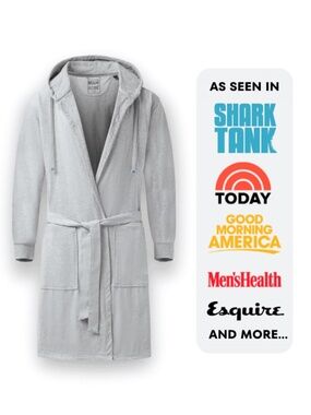 The DudeRobe Men's Luxury Gray Hooded Robe with Tie, Size L/XL, NWT Father's Day